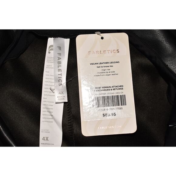 FABLETICS‎ NEW $90 High Rise Vegan Leather Ankle Legging Black 4X - Picture 3 of 3